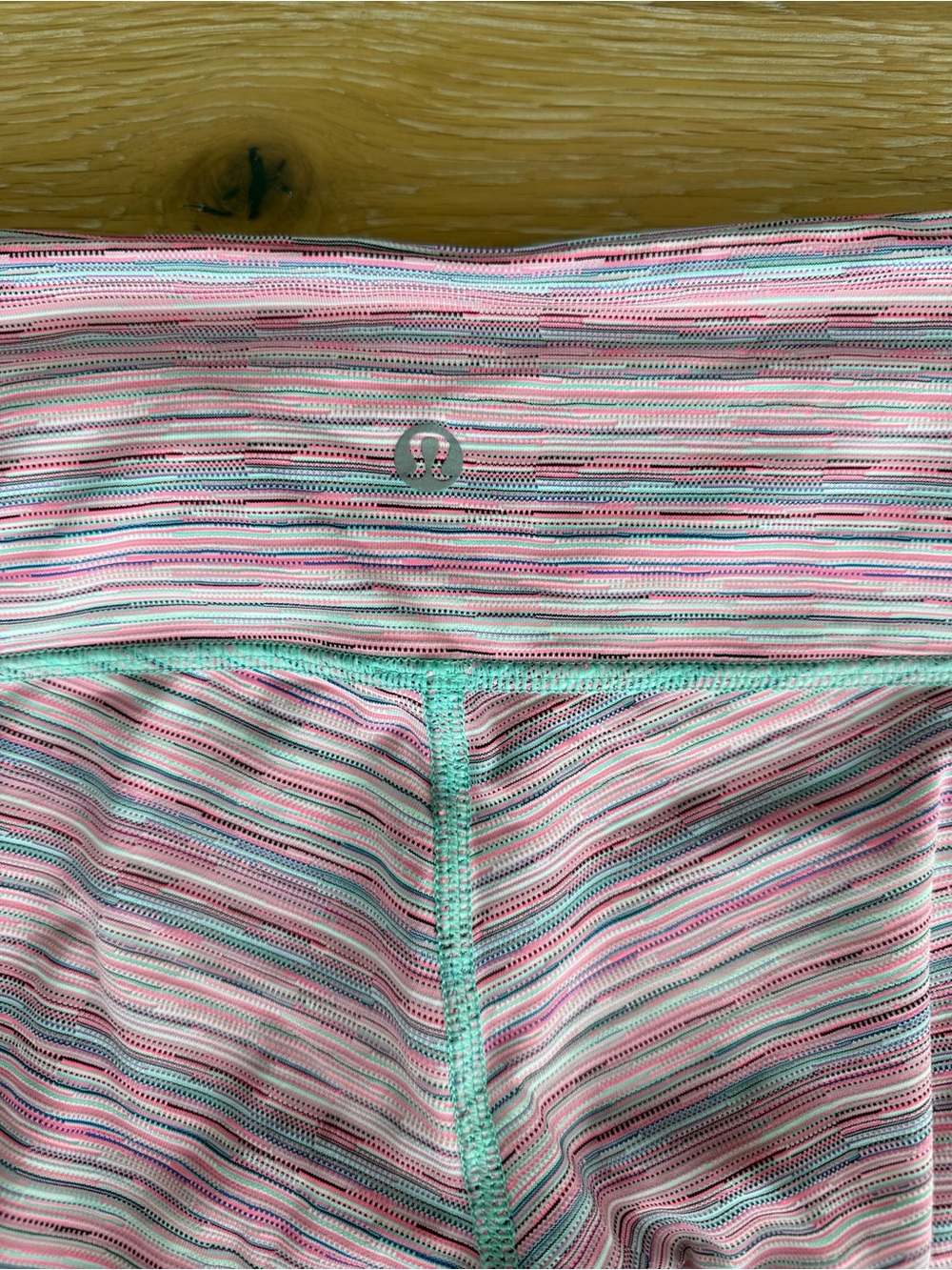 Lululemon Pink Space Dyed Leggings with Mint Trim Size 2